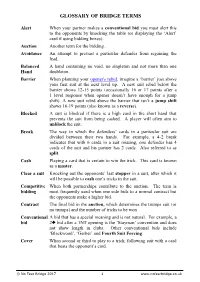 Glossary of Bridge Terms