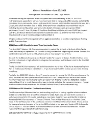 Masters Newsletter – June 15, 2021