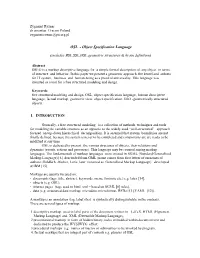 OSL - Object Specification Language