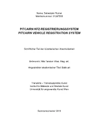 Pitcairn Kfz-Registrierungssystem Pitcairn Vehicle Registration System
