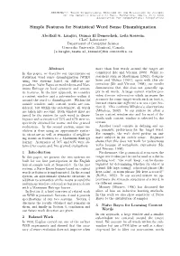 Simple Features for Statistical Word Sense Disambiguation