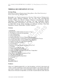 Thermal Decomposition of Coal - Dexiang Zhang