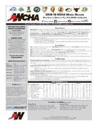 2018-19 Wcha Weekly Release Week Eighteen (Games of Feb