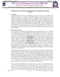 Ethical Practices of Project Management Professionals in Ghana CHAPTER 1