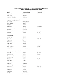 Federal and State Elected Officials Representing Districts Within the UH System Service Area