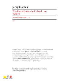 Jerzy Ziomek the Renaissance in Poland : an Outline