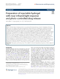 Preparation of Injectable Hydrogel with Near-Infrared Light Response And