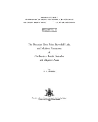 The Devonian Slave Point, Beaverhill Lake, and Muskwa Formations of Northeastern British Columbia and Adjacent Areas
