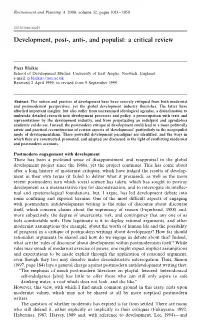 Development, Post-, Anti-, and Populist: a Critical Review