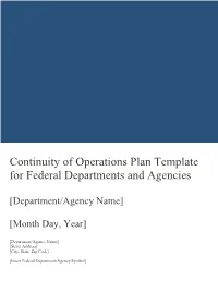 FEMA Continuity of Operations Plan Template Instructions