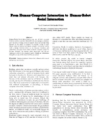From Human-Computer Interaction to Human-Robot Social Interaction