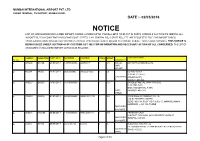 NOTICE LIST of UNCLEARED/UNCLAIMED IMPORT CARGO LANDED UPTO 31St Dec 2013 to BE PUT in FORTH-COMING E-AUCTION on 18/03/16