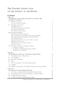 The General Instruction on the Liturgy of the Hours