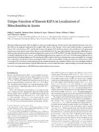 Unique Function of Kinesin Kif5a in Localization of Mitochondria in Axons
