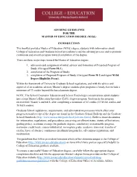 ADVISING GUIDELINES for the MASTER of EDUCATION DEGREE (M.Ed.)