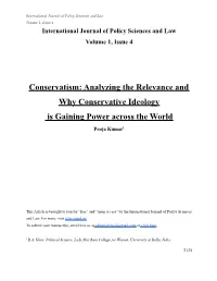 Conservatism: Analyzing the Relevance and Why Conservative Ideology Is Gaining Power Across the World