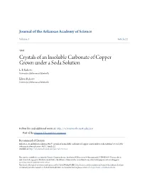 Crystals of an Insoluble Carbonate of Copper Grown Under a Soda Solution L