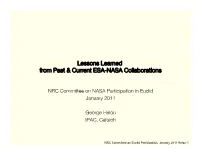 Lessons Learned from Past & Current ESA-NASA Collaborations