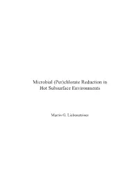 Microbial (Per)Chlorate Reduction in Hot Subsurface Environments