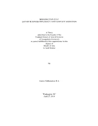 QATARI BUSINESS DIPLOMACY and CONFLICT MEDIATION a Thesis Submitted to the Faculty of the Graduate School Of