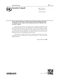 Security Council Distr.: General 22 February 2019