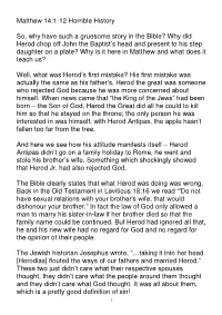 Why Did Herod Chop Off John the Baptist's H