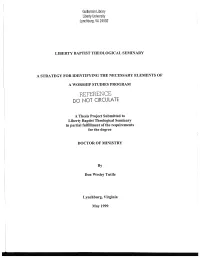 A Strategy for Identifying the Necessary Elements of a Worship Studies Program