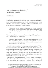 “Across the Pale Parabola of Joy”: Wodehouse Parodist