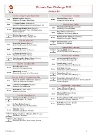 Brussels Beer Challenge 2019 Awards List