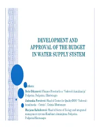 Development and Approval of the Budget in Water Supply System