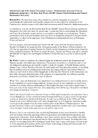 Edited Transcript of the Senate Occasional Lecture—Parliamentary Processes from an Indigenous Perspective—The Hon