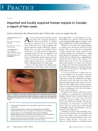 Imported and Locally Acquired Human Myiasis in Canada: a Report of Two Cases