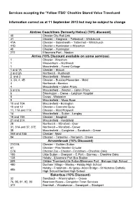 List of Services Accepting the New Yellow ITSO Cheshire Stored Value