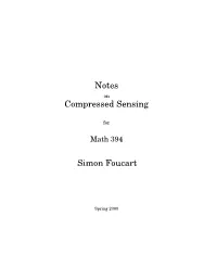 Notes Compressed Sensing Simon Foucart
