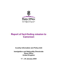 Report of Fact-Finding Mission to Cameroon