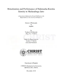 Ritualization and Performance of Halumatha Kuruba Identity in Mailaralinga Jatre