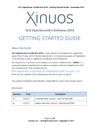 SCO Openserver 6 Definitive 2018 – Getting Started Guide – December 2017