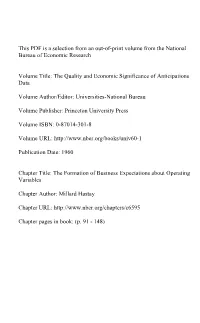 This PDF Is a Selection from an Out-Of-Print Volume from the National Bureau of Economic Research