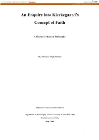 An Enquiry Into Kierkegaard's Concept of Faith