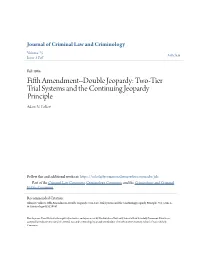 Double Jeopardy: Two-Tier Trial Systems and the Continuing Jeopardy Principle Adam N