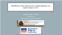 Mapping the Geologic Subsurface in New York City
