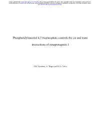 Phosphatidylinositol 4,5 Bisphosphate Controls the Cis and Trans