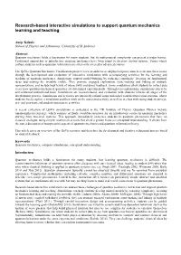 Research-Based Interactive Simulations to Support Quantum Mechanics Learning and Teaching