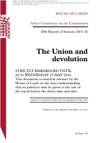 The Union and Devolution