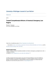 Toward Comprehensive Reform of America's Emergency Law Regime