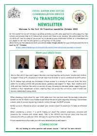Y6 TRANSITION NEWSLETTER Welcome to the First Y6 Transition Newsletter October 2020