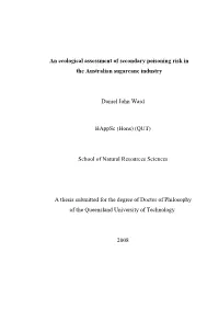 An Ecological Assessment of Secondary Poisoning Risk in the Australian Sugarcane Industry