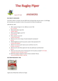 August 24Th 2020 ANSWERS WELCOME to 1990-AGAIN This