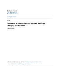 Copyright in an Era of Information Overload: Toward the Privileging of Categorizers
