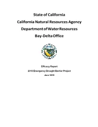 Efficacy Report 2015 Emergency Drought Barrier Project -- June 2019